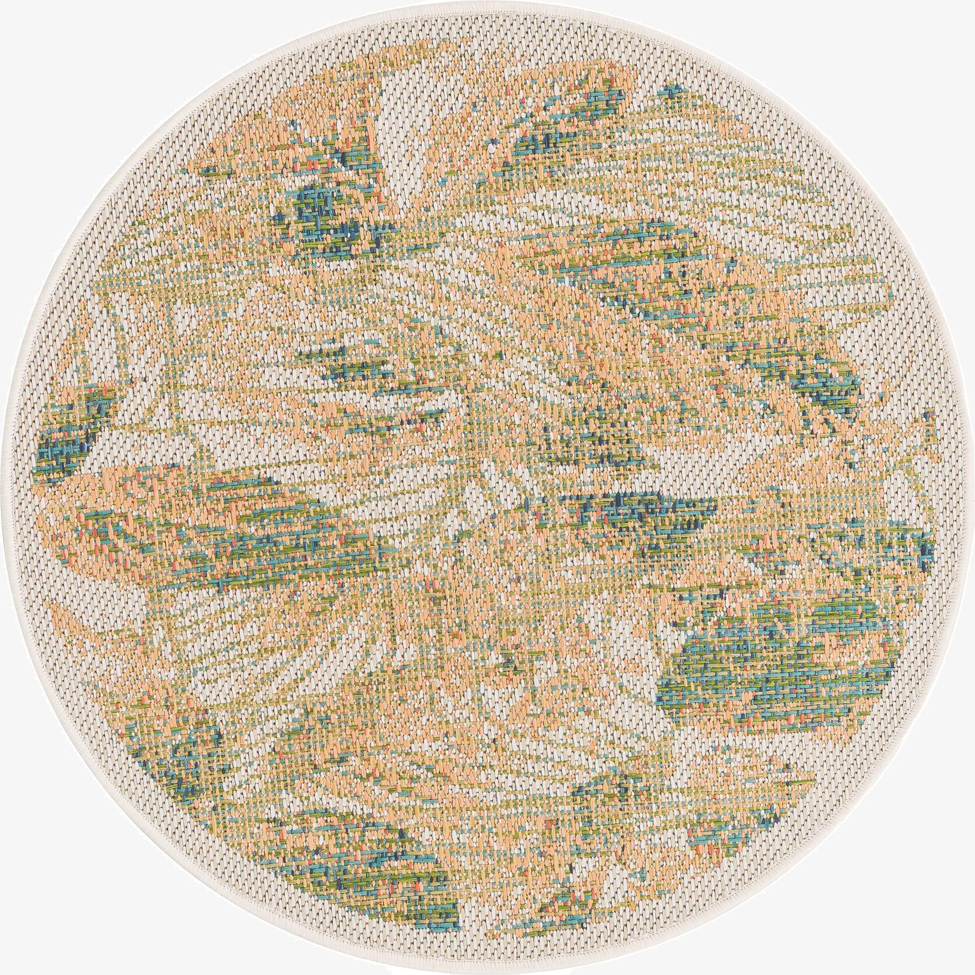 3' 3 x 3' 3  Washable Baja Indoor / Outdoor Round Rug