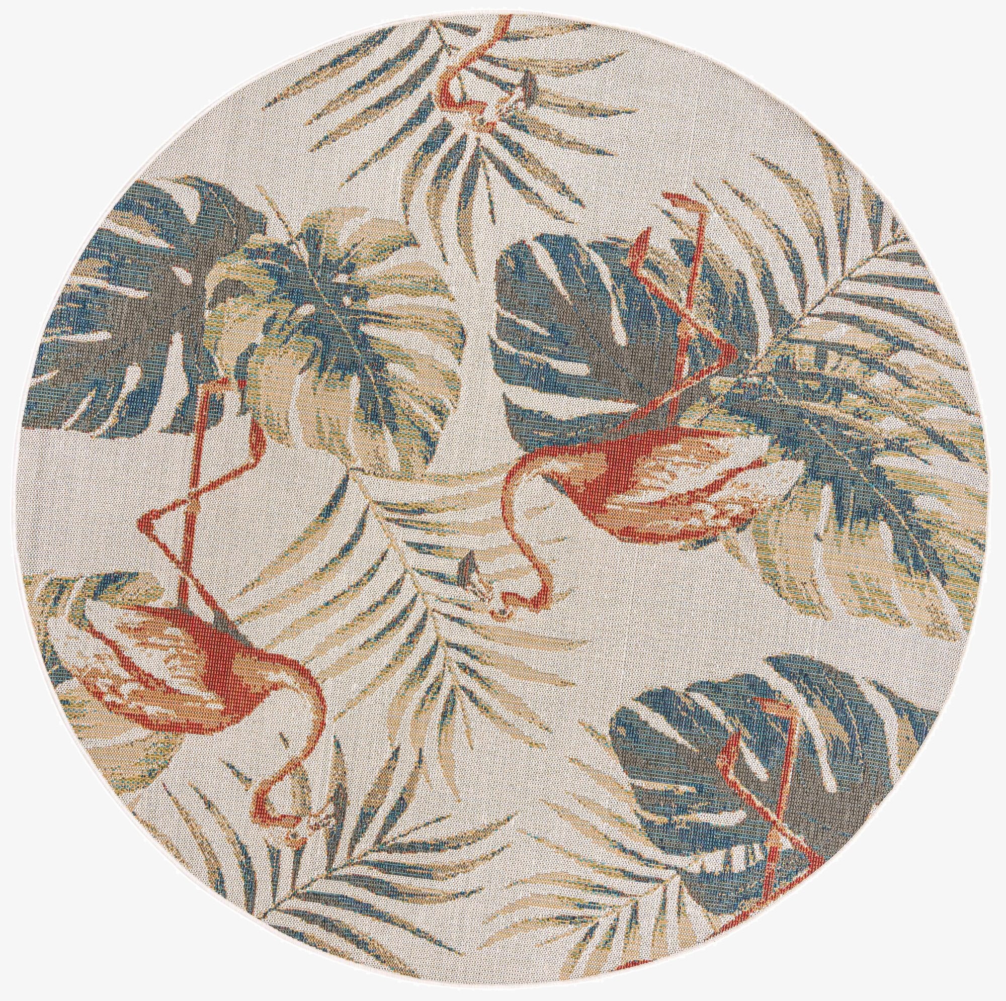 7' 10 x 7' 10  Washable Baja Indoor / Outdoor Round Rug