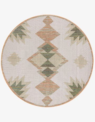Ivory Easy-Clean Baja Indoor / Outdoor Round Rug
