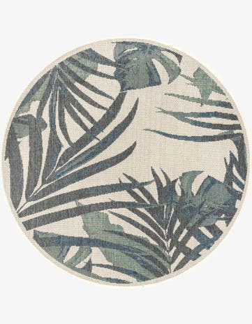 Ivory Easy-Clean Baja Indoor / Outdoor Round Rug