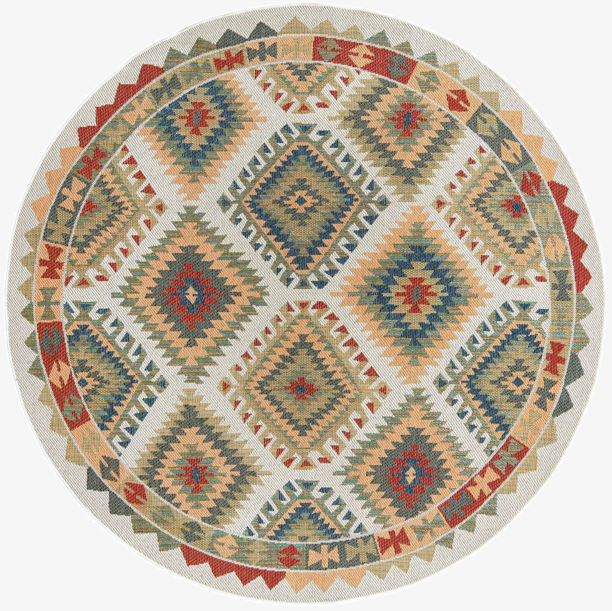 7' 10 x 7' 10  Washable Baja Indoor / Outdoor Round Rug