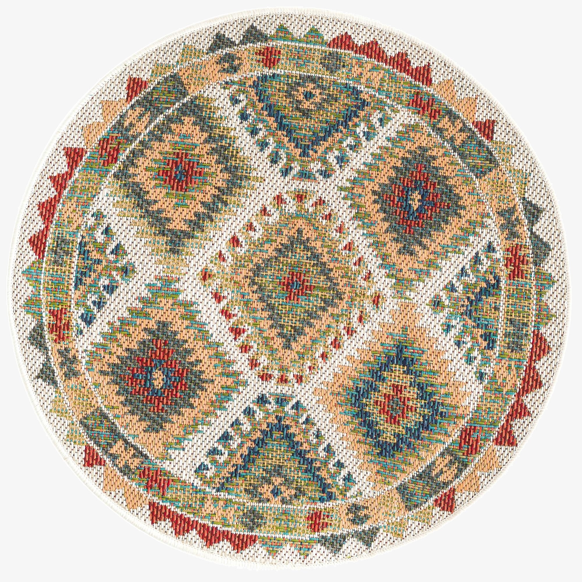 3' x 3'  Washable Baja Indoor / Outdoor Round Rug