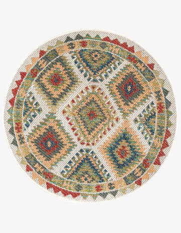 Ivory Easy-Clean Baja Indoor / Outdoor Round Rug
