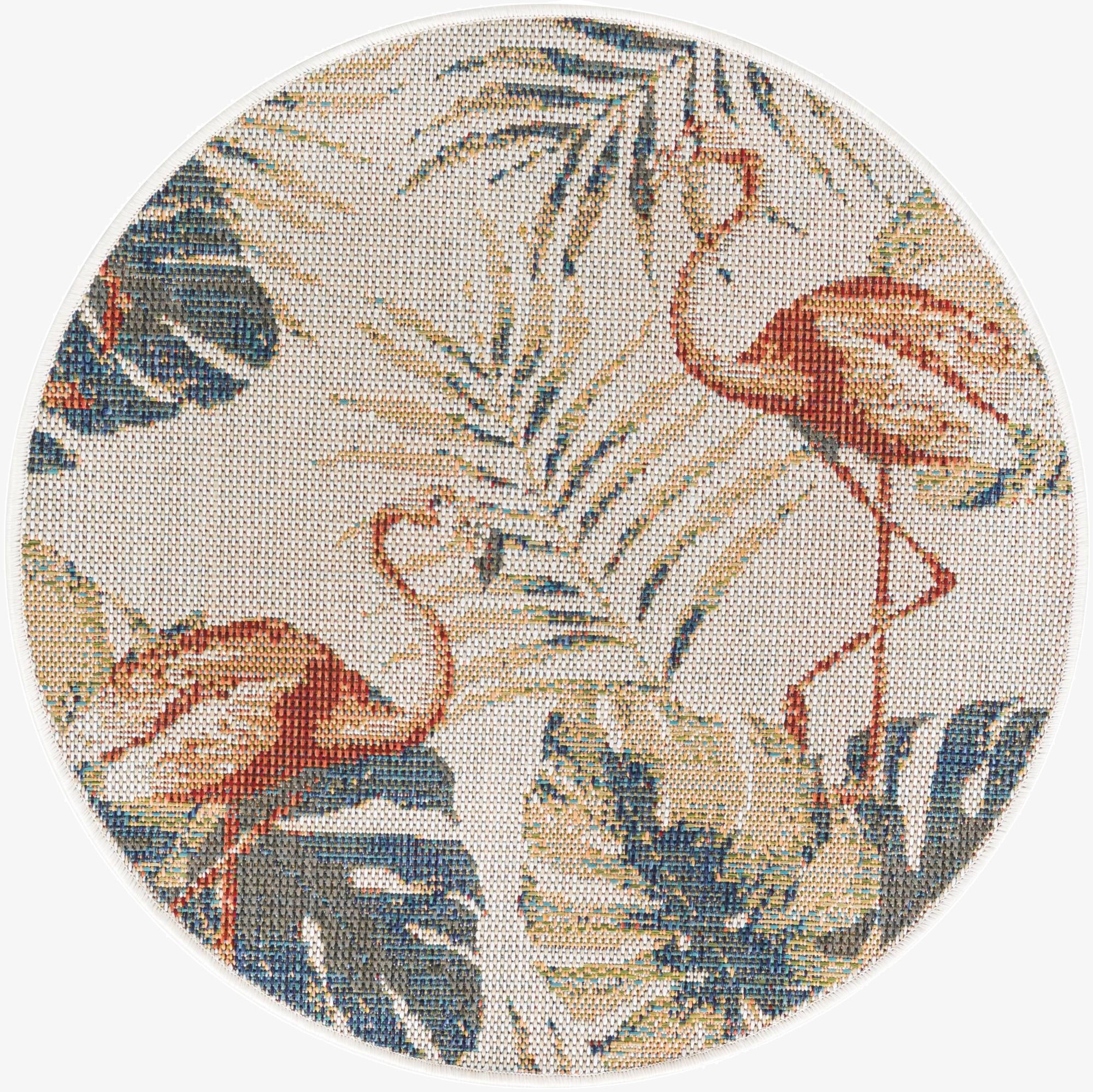 3' 3 x 3' 3  Washable Baja Indoor / Outdoor Round Rug