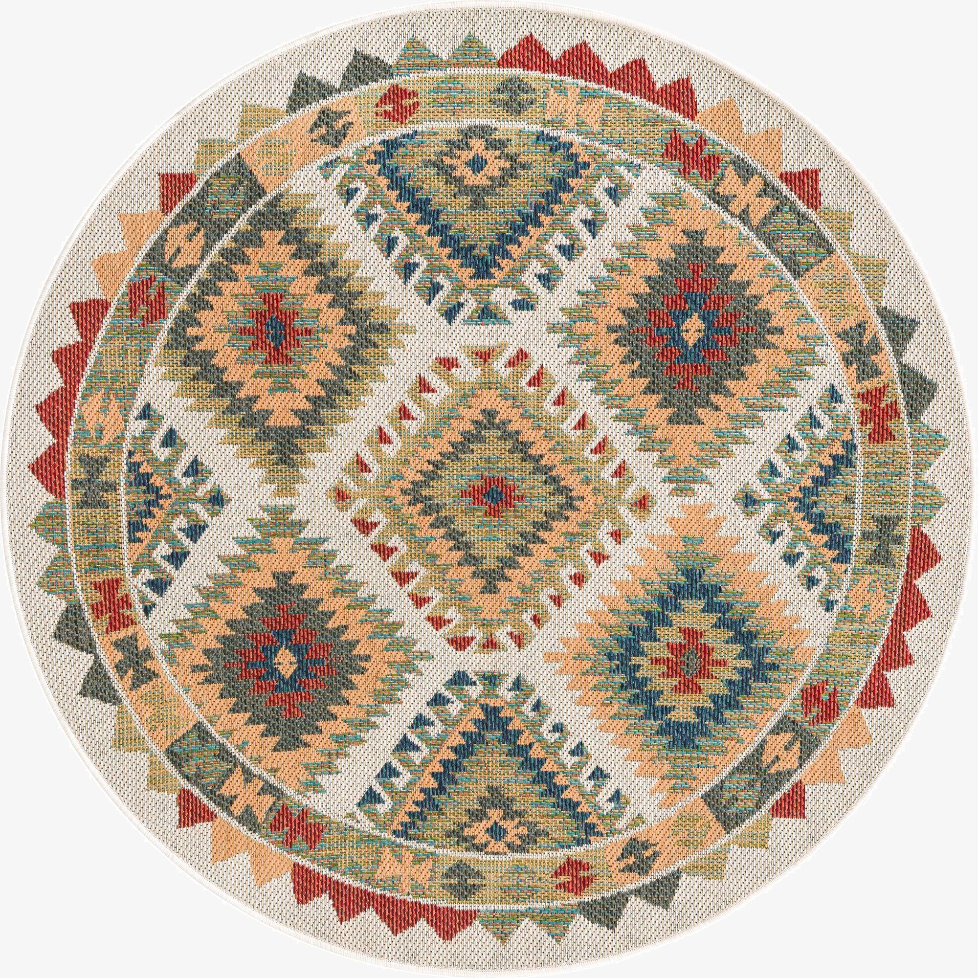5' 3 x 5' 3  Washable Baja Indoor / Outdoor Round Rug