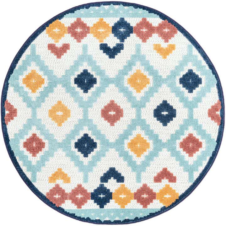 5' 3 x 5' 3 Easy-Clean Belize Indoor / Outdoor Round Rug