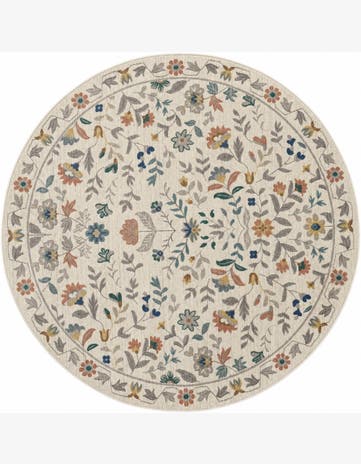 Ivory Blossom Round Rug