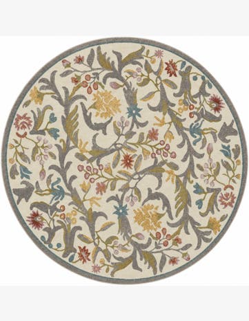 Ivory Blossom Round Rug