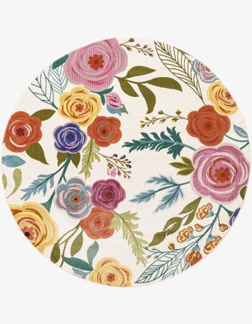 Ivory Blossom Round Rug