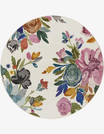 Ivory Blossom Round Rug