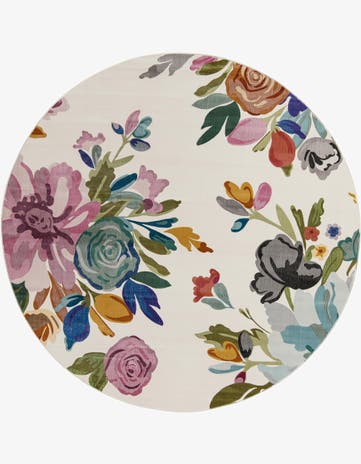 Ivory Blossom Round Rug