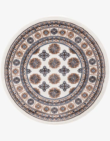 Ivory Bokhara Round Rug