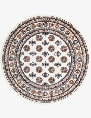 Ivory Bokhara Round Rug