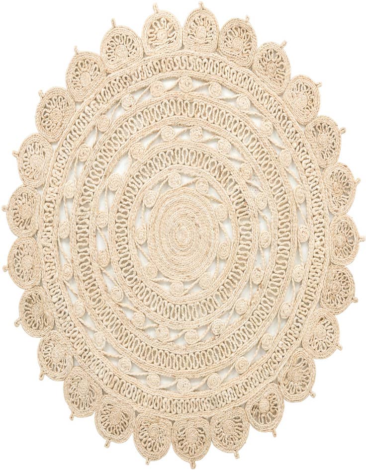 Detail image of 5' 1 x 5' 1  Hand Braided Jute Round Rug