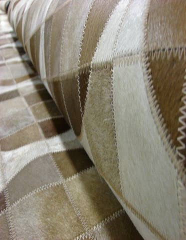 Detail image of 8' x 8' Hand Knotted Cowhide Patchwork Round Rug