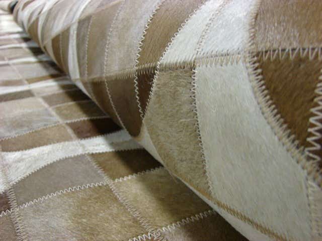 8' x 8' Hand Knotted Cowhide Patchwork Round Rug