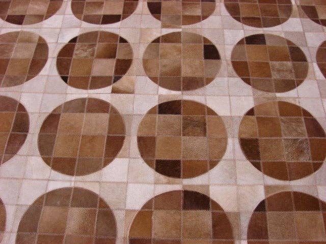Detail image of 8' x 8' Hand Knotted Cowhide Patchwork Round Rug