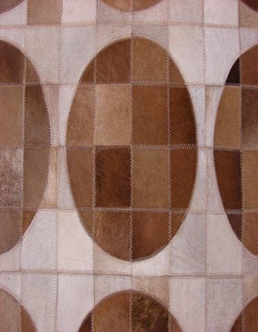 Detail image of 8' x 8' Hand Knotted Cowhide Patchwork Round Rug