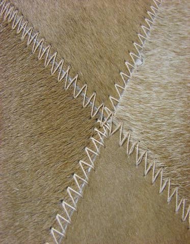 Detail image of 8' x 8' Hand Knotted Cowhide Patchwork Round Rug