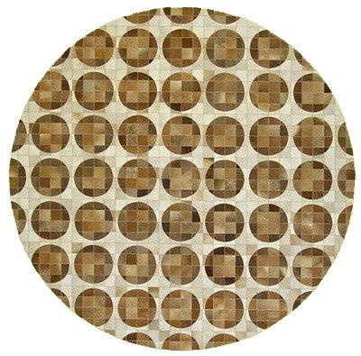  8' x 8'  Hand Knotted Cowhide Patchwork Round Rug