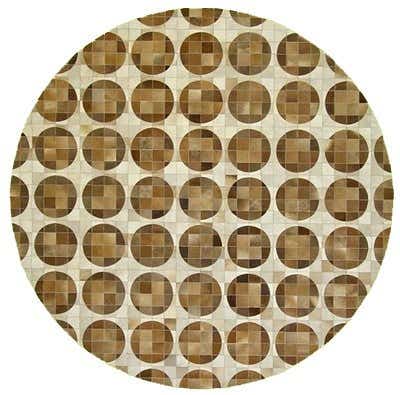 8' x 8' Hand Knotted Cowhide Patchwork Round Rug