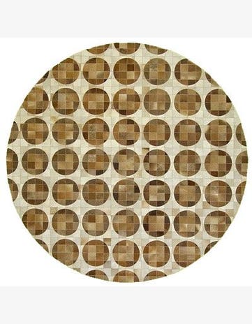 8' x 8' Hand Knotted Cowhide Patchwork Round Rug