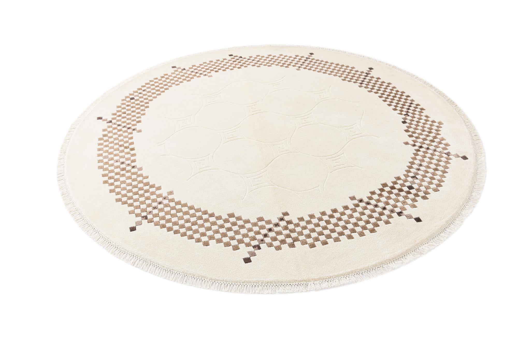 6' 4 x 6' 4 Hand Knotted Darya Wool Round Rug