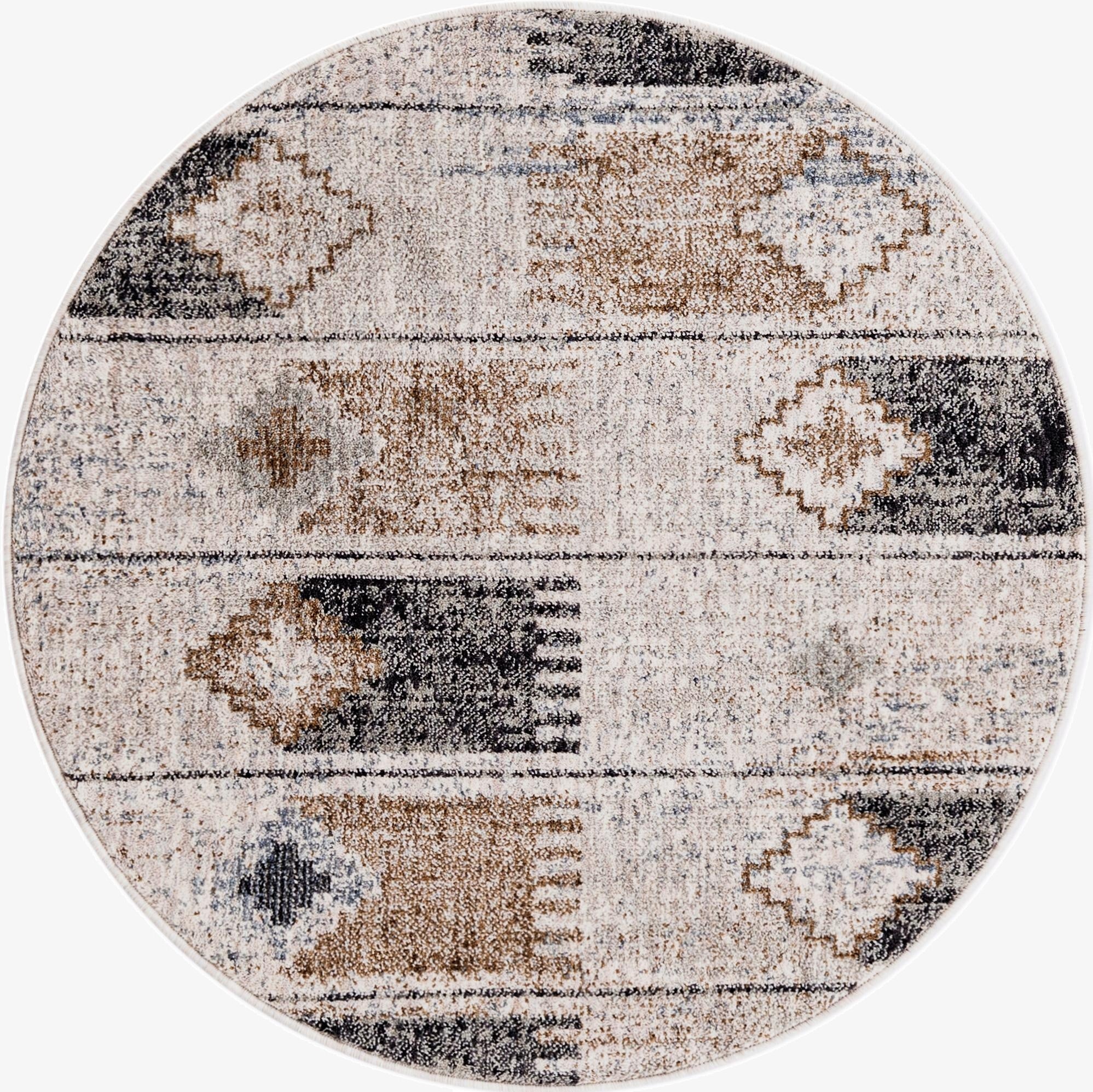 3' 3 x 3' 3 Eco Southwestern Round Rug