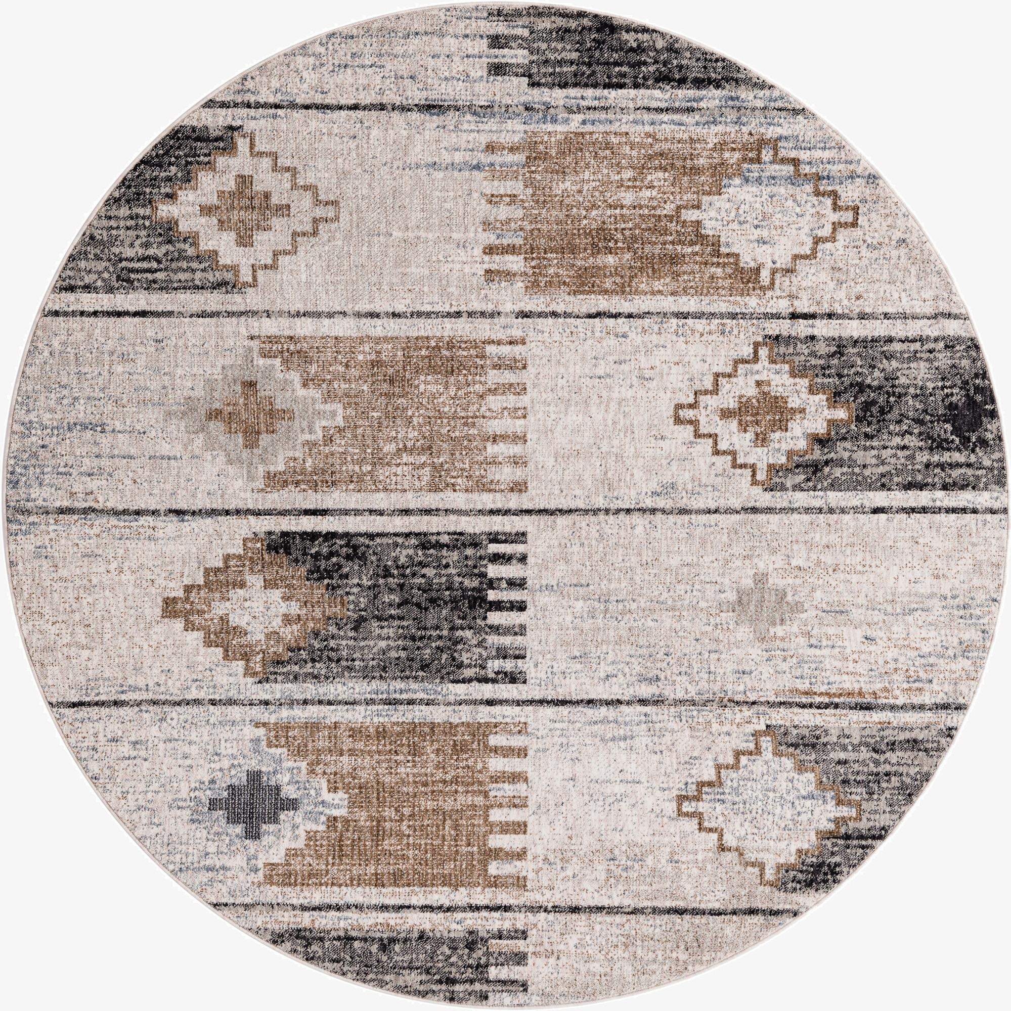 7' x 7' Eco Southwestern Round Rug