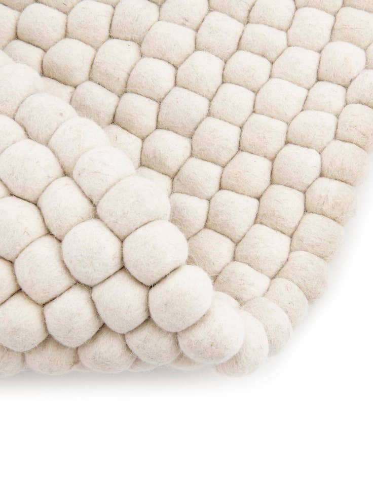 Detail image of 2' x 2' Hand Woven Felt Ball Wool Round Rug