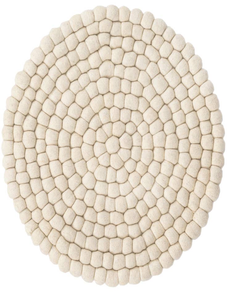 Detail image of 2' x 2' Hand Woven Felt Ball Wool Round Rug