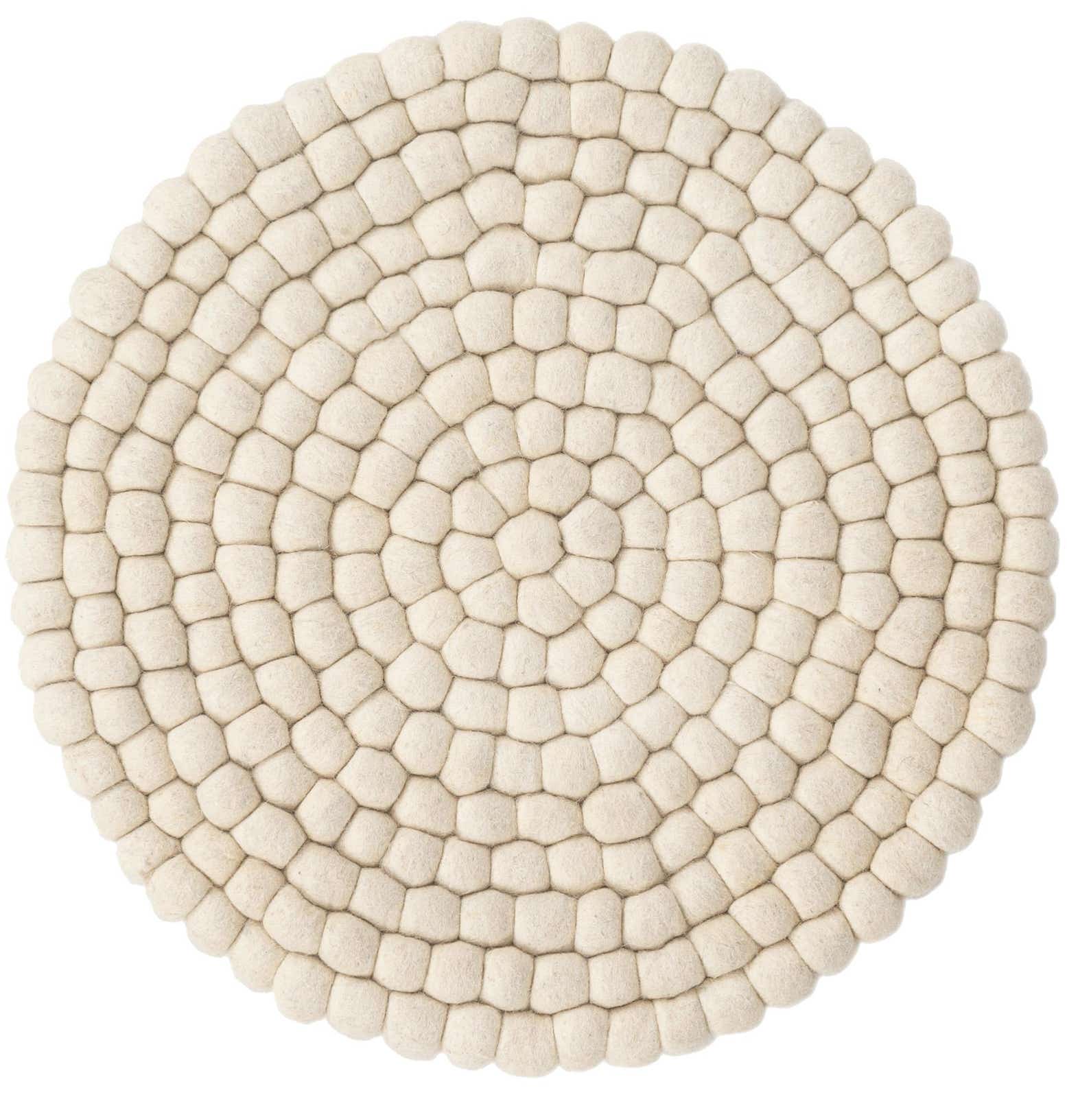 2' x 2' Hand Woven Felt Ball Wool Round Rug