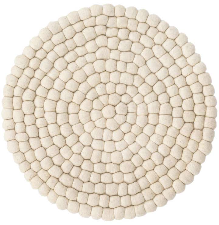 2' x 2' Hand Woven Felt Ball Wool Round Rug