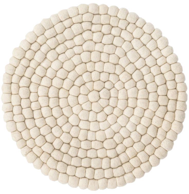 Detail image of 2' x 2' Hand Woven Felt Ball Wool Round Rug