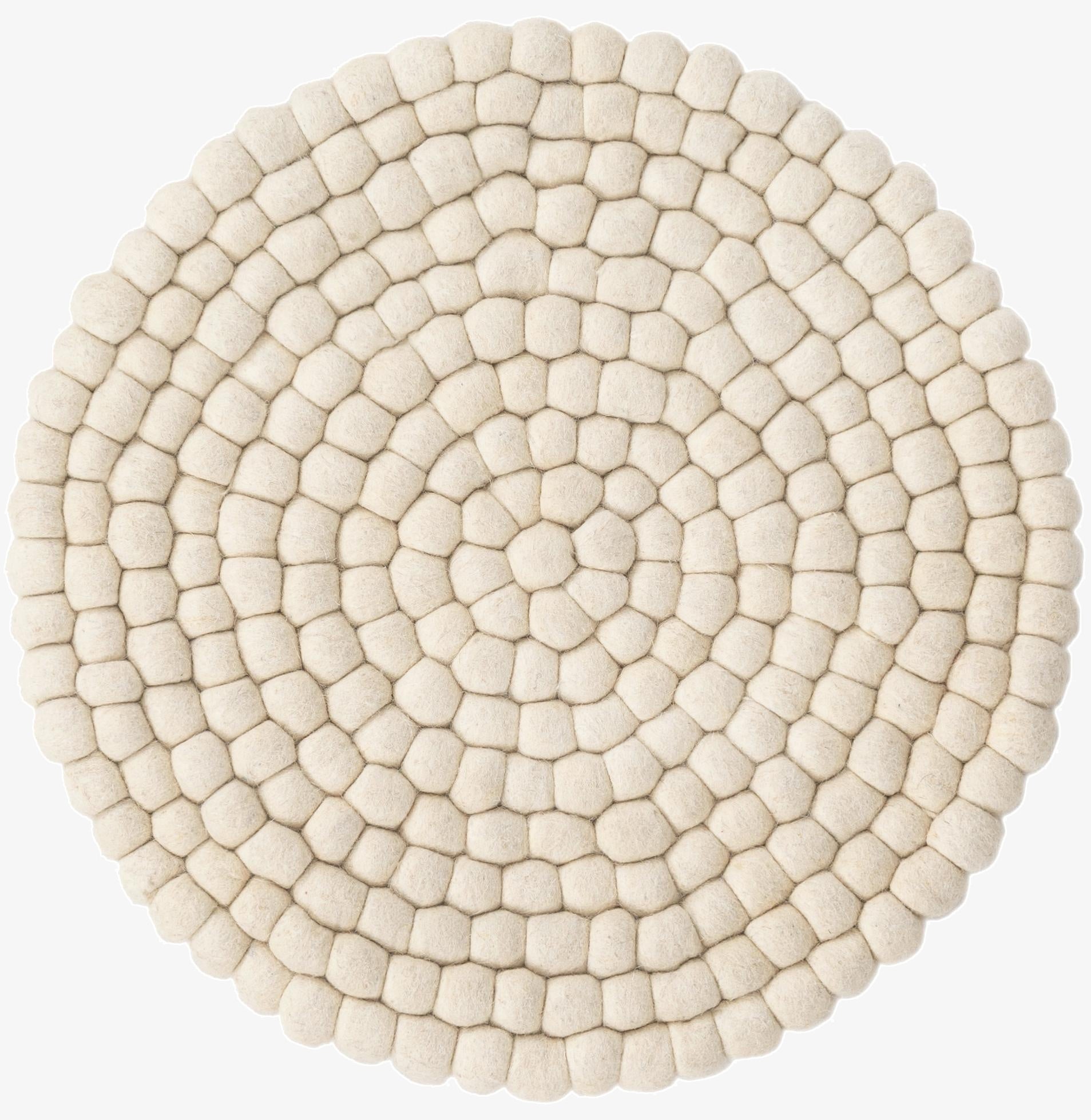 2' x 2'  Hand Woven Felt Ball Wool Round Rug