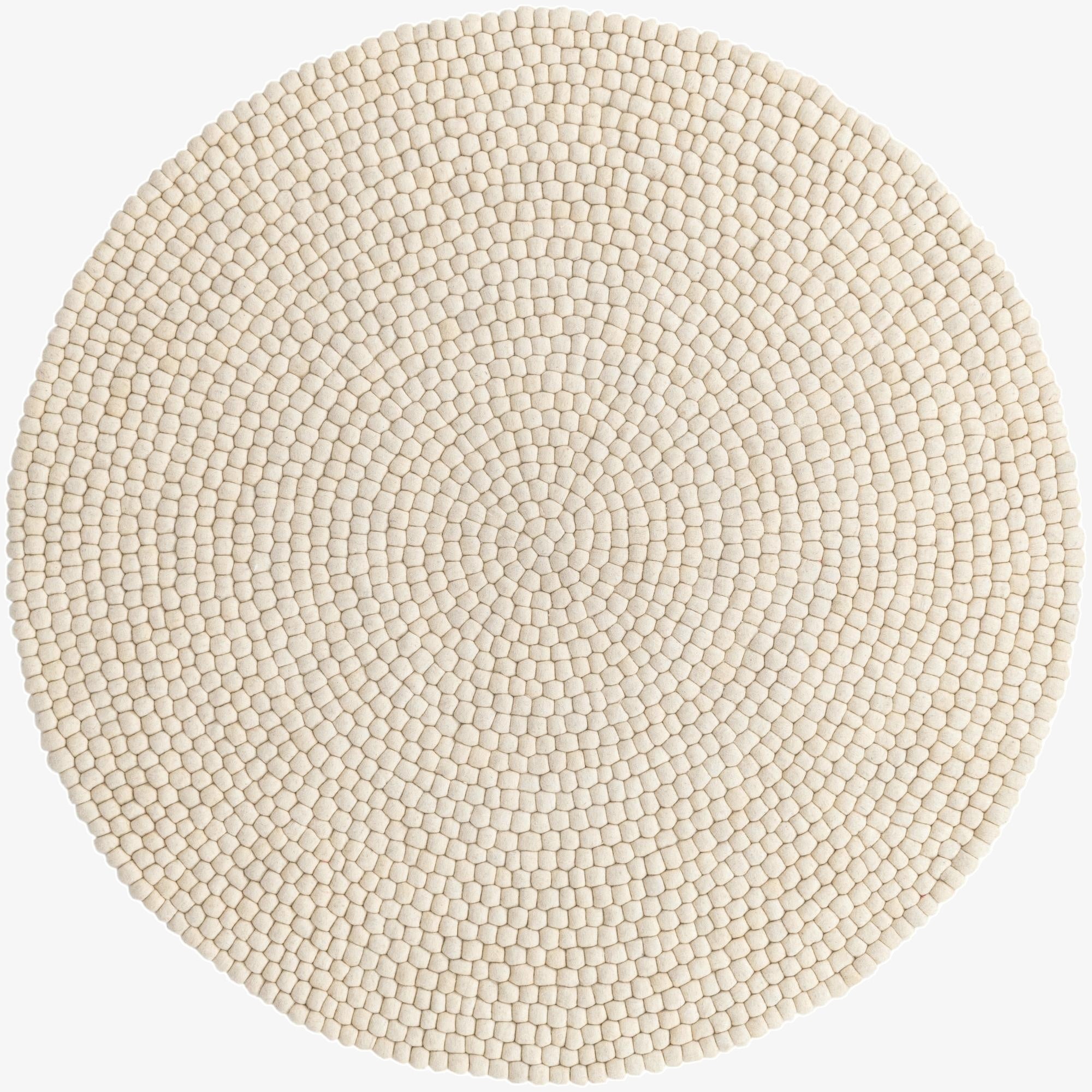 6' 1 x 6' 1  Hand Woven Felt Ball Wool Round Rug