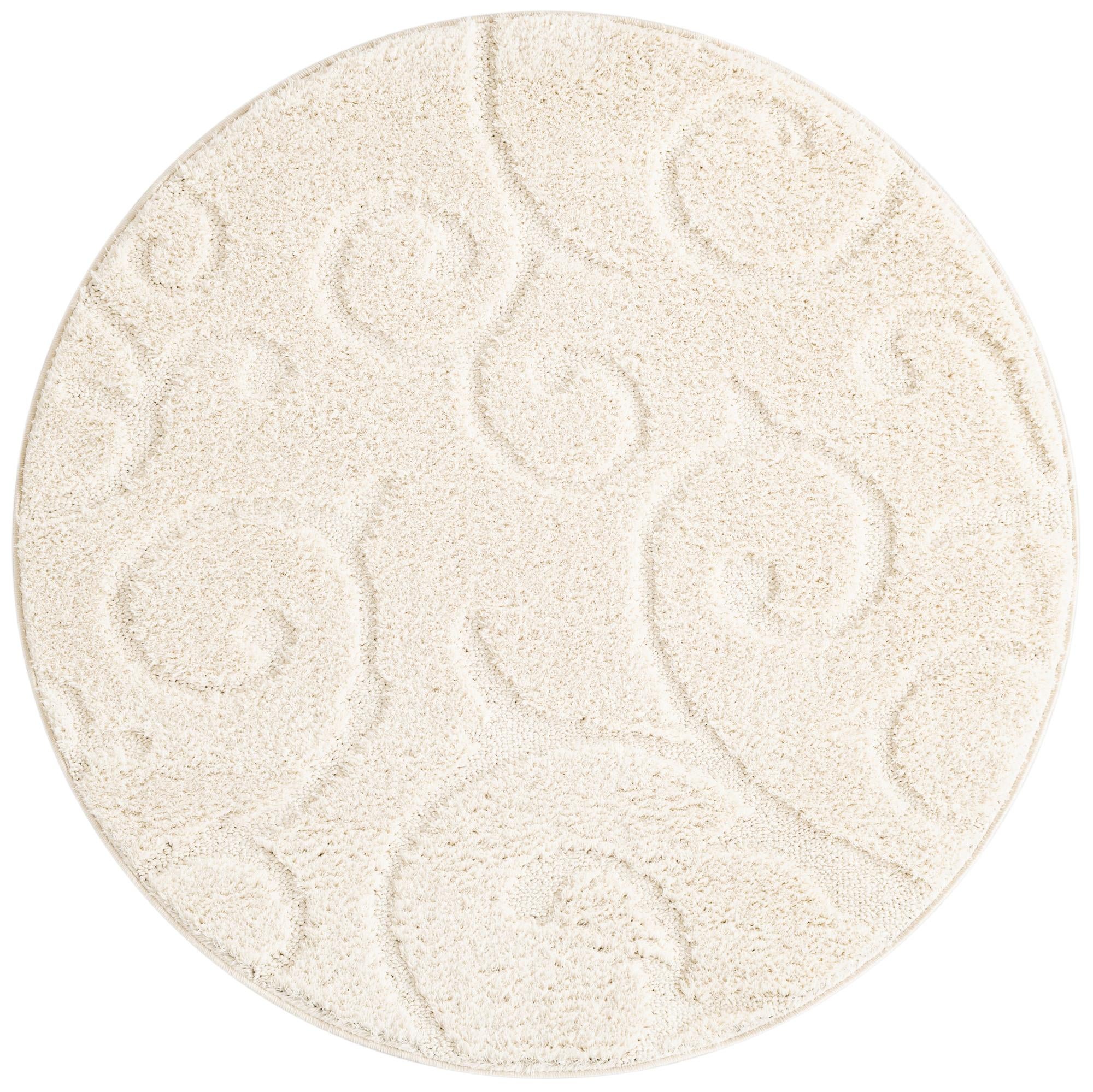 4' x 4' Floral Shag Round Rug