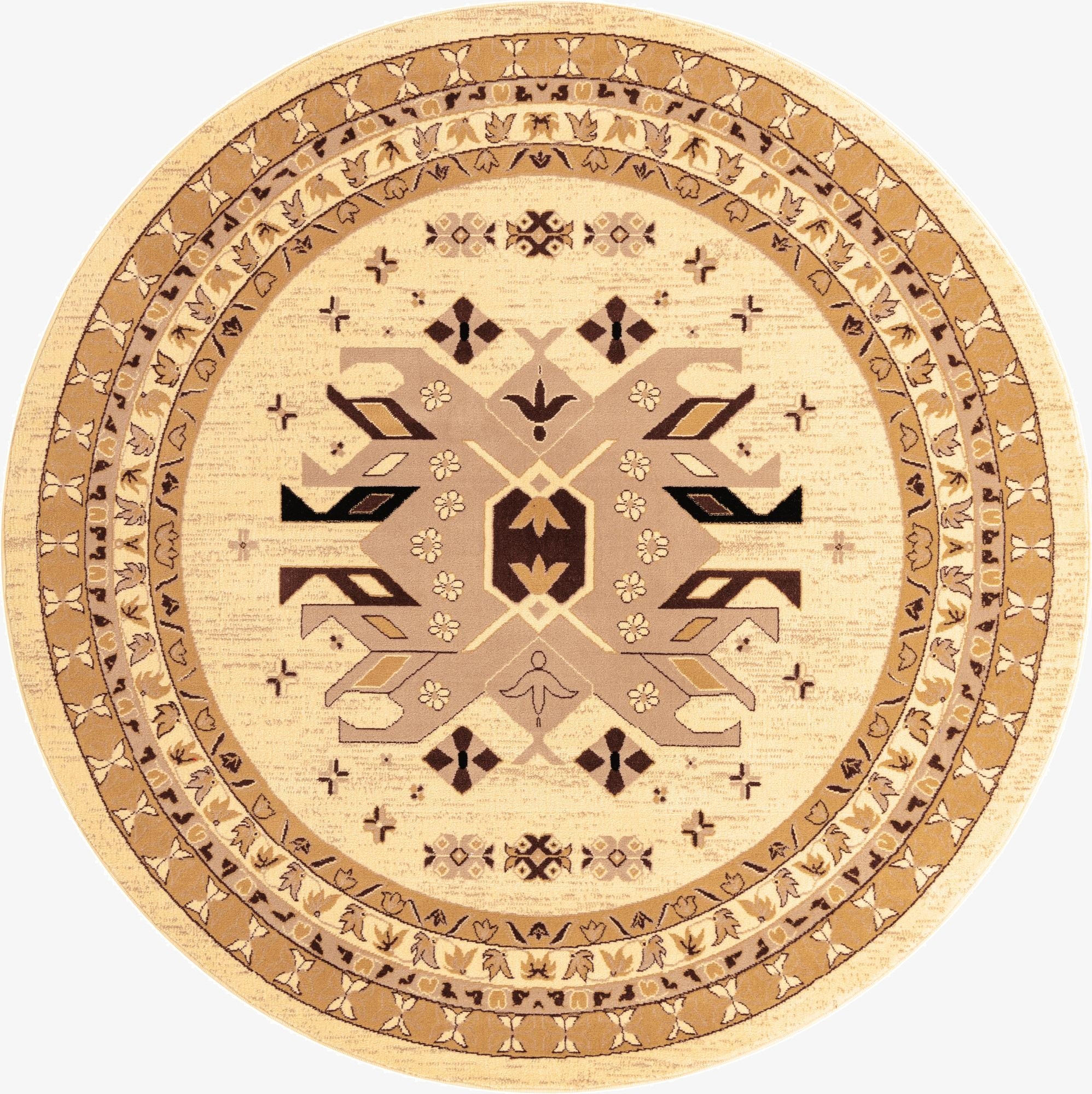7' 10 x 7' 10 Heriz Design Round Rug