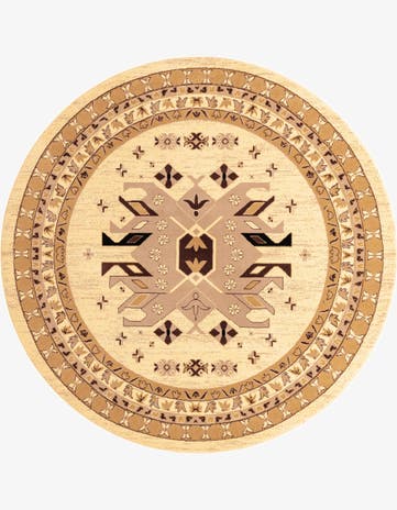 Ivory Heriz Design Round Rug