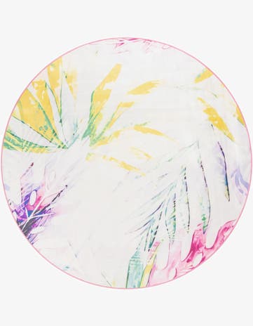 Ivory Easy-Clean Jill Zarin Caribbean Indoor / Outdoor Round Rug