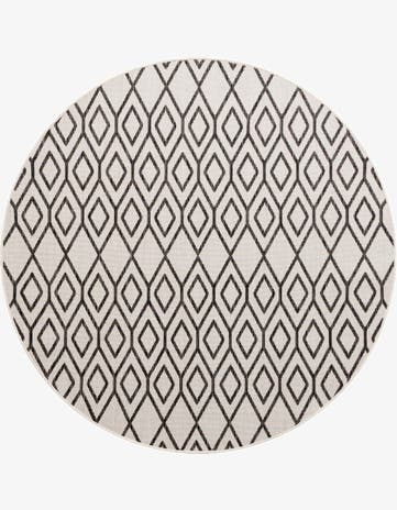 Ivory Easy-Clean Jill Zarin Turks and Caicos Indoor / Outdoor Round Rug