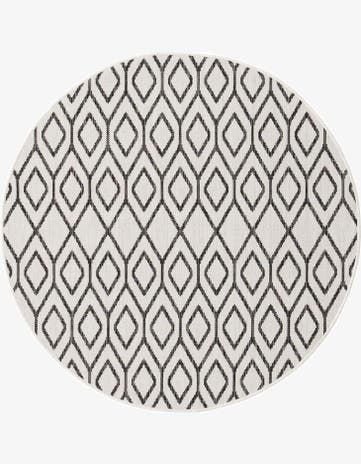 Ivory Easy-Clean Jill Zarin Turks and Caicos Indoor / Outdoor Round Rug