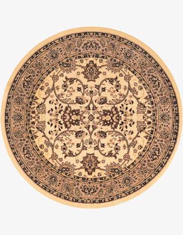Ivory Kashan Design Round Rug