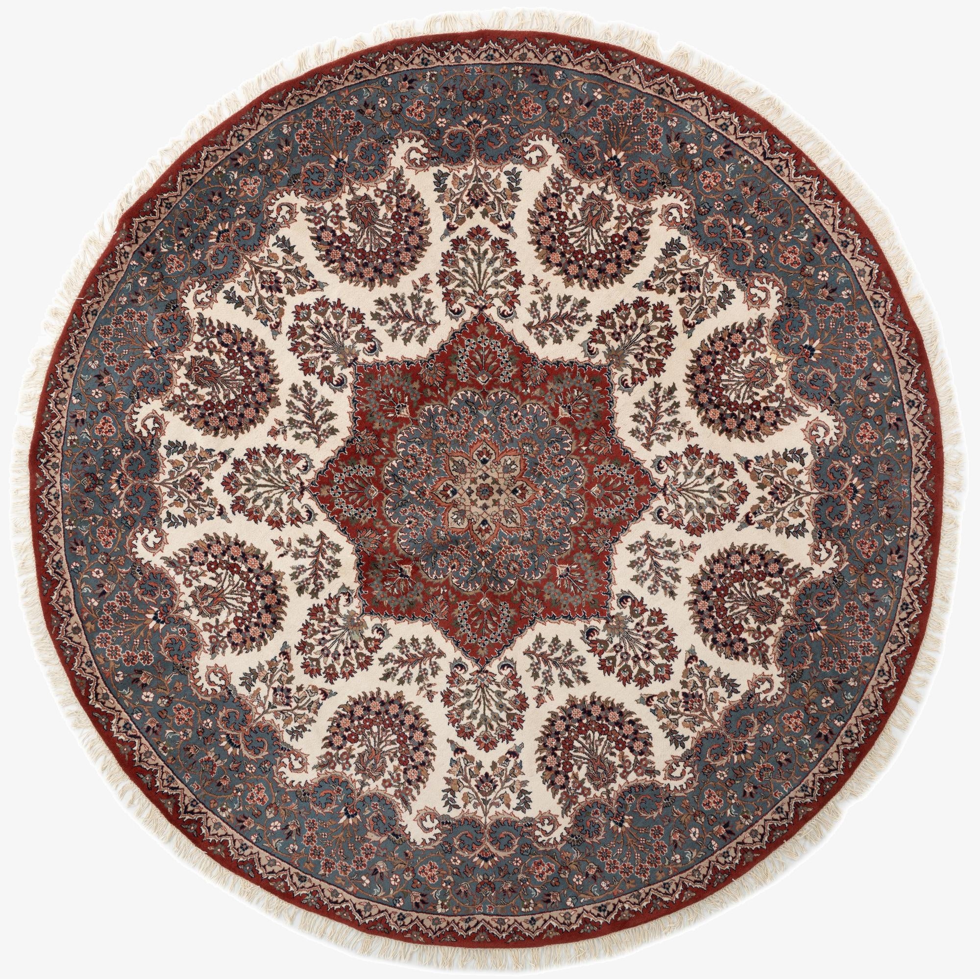 8' 10 x 8' 10  Hand Knotted Kashan Oriental Wool Round Rug
