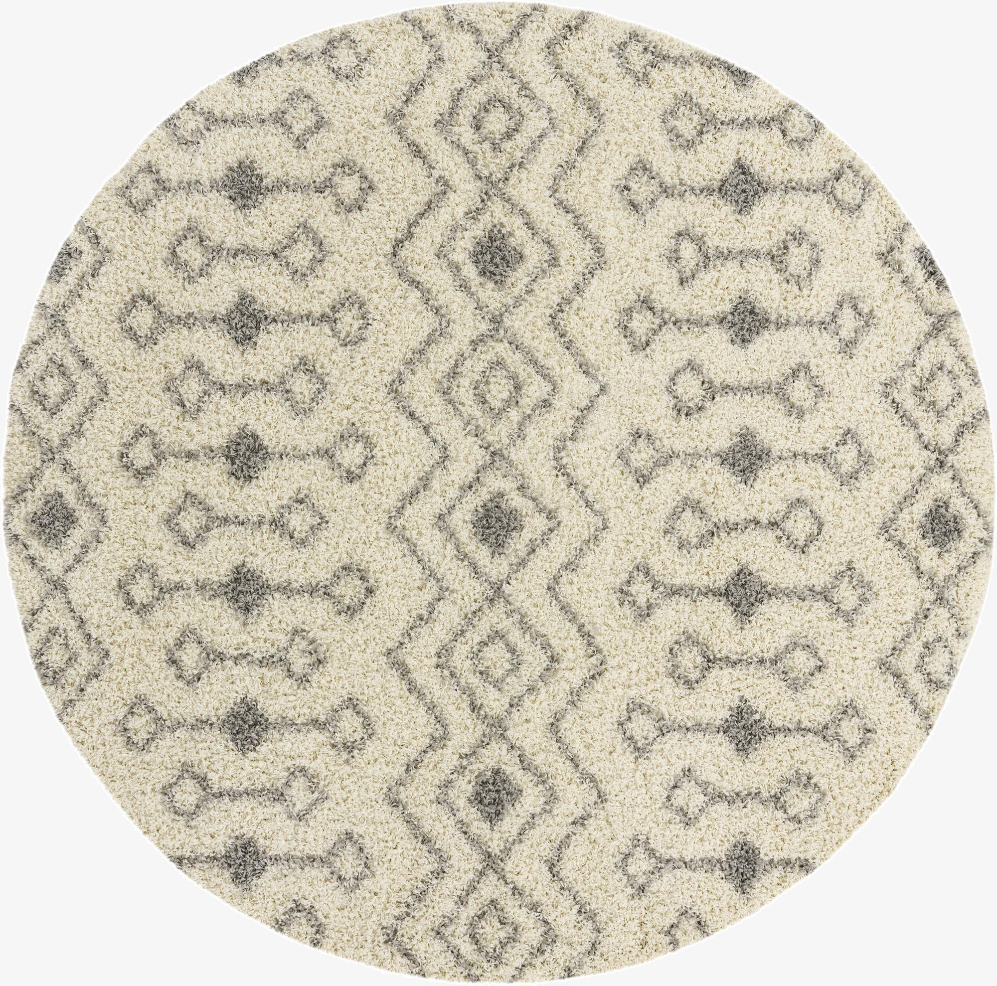 7' 10 x 7' 10 Moroccan Trellis Shag Round Rug