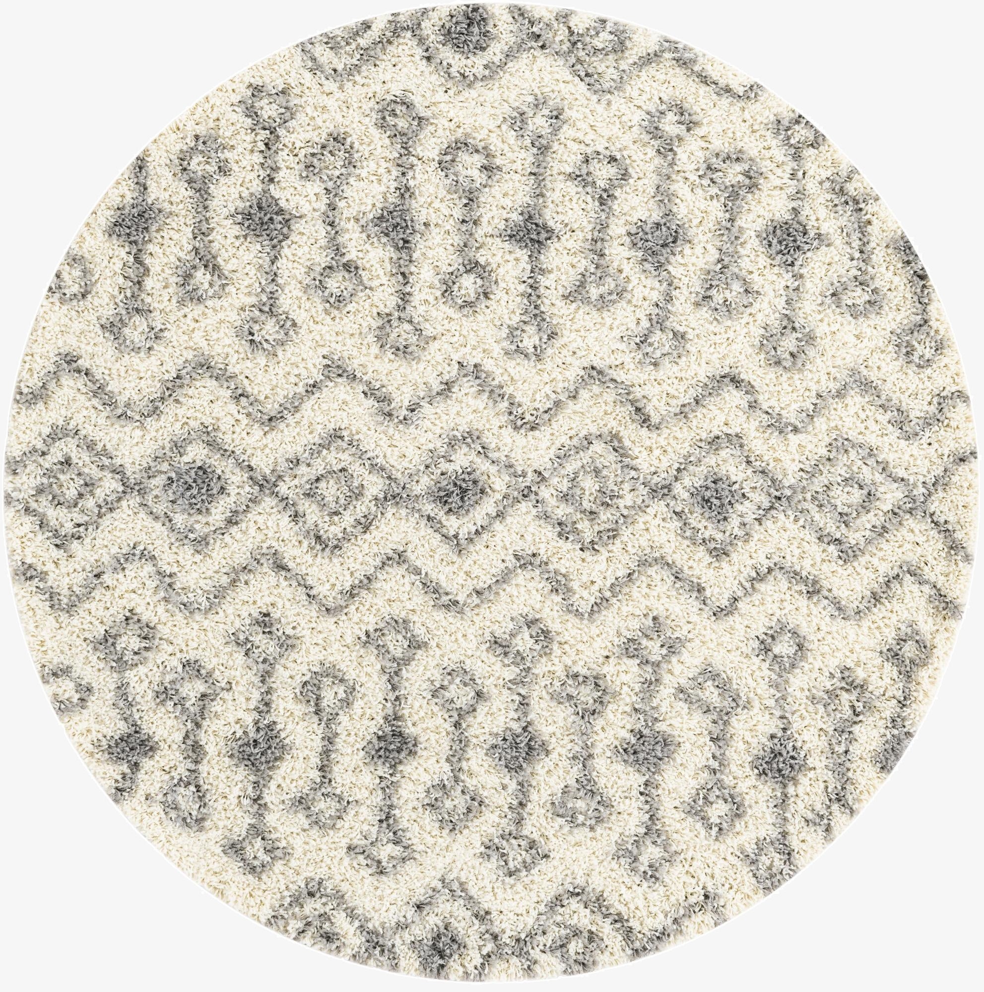 5' 3 x 5' 3 Moroccan Trellis Shag Round Rug