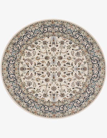 Ivory Nain Design Round Rug