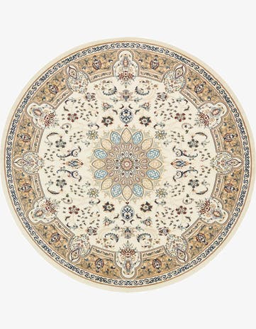 Ivory Nain Design Round Rug