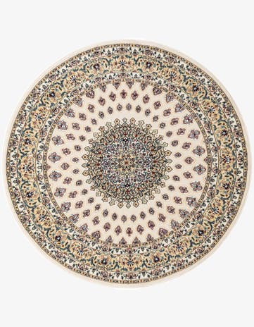 Ivory Nain Design Round Rug