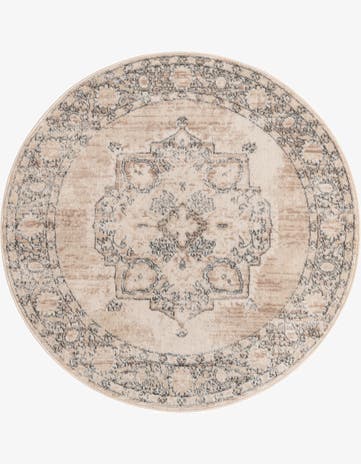 Ivory Oregon Round Rug
